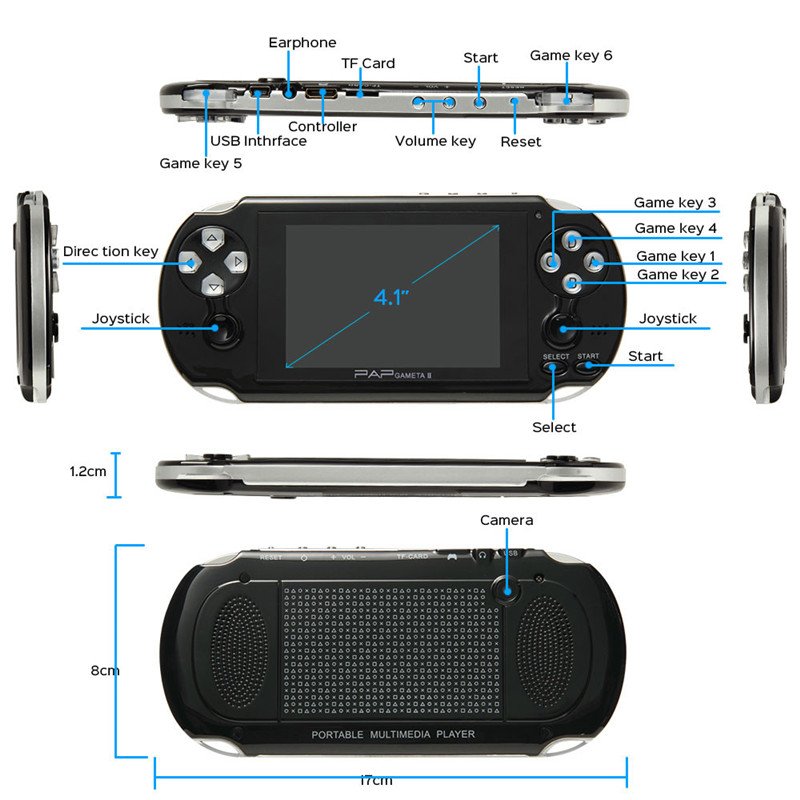PAP GAMETA 2 64 Bit HD Video Handheld Game Console 4.1 Inch ...